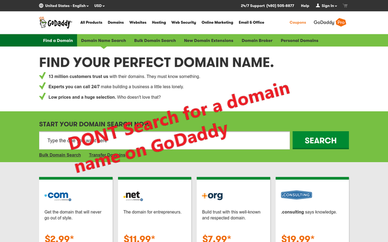 Godaddy domain name search